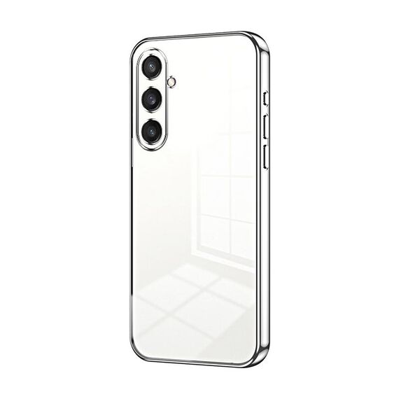 Per Samsung Galaxy S23 FE 5G Custodia per telefono con foro fine con placcatura trasparente (Argento)