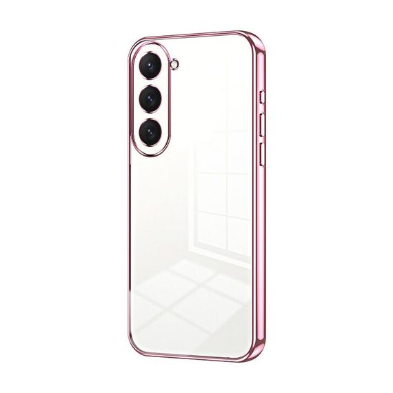 Per Samsung Galaxy S23 5G Custodia per telefono con foro sottile con placcatura trasparente (rosa)