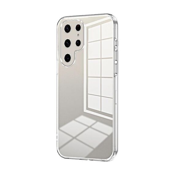 Per Samsung Galaxy S22 Ultra 5G Custodia per telefono con foro fine con placcatura trasparente (trasparente)