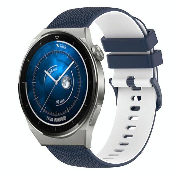 Per Huawei Watch GT3 Pro 43mm 20mm Cinturino in silicone bicolore a scacchi (blu scuro + bianco)
