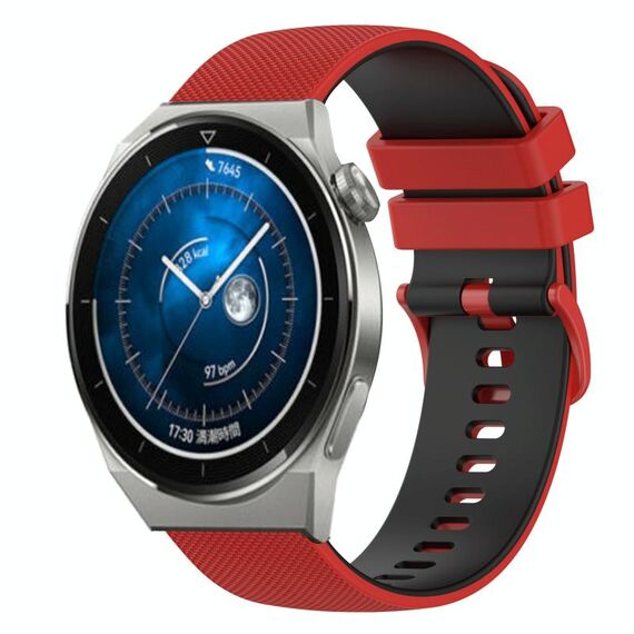 Per Huawei Watch GT3 Pro 43mm 20mm Cinturino in silicone bicolore a scacchi (rosso + nero)