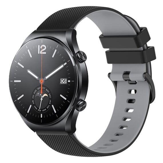 Per Xiaomi Watch S1 Cinturino per orologio in silicone bicolore a scacchi da 22 mm (nero + grigio)