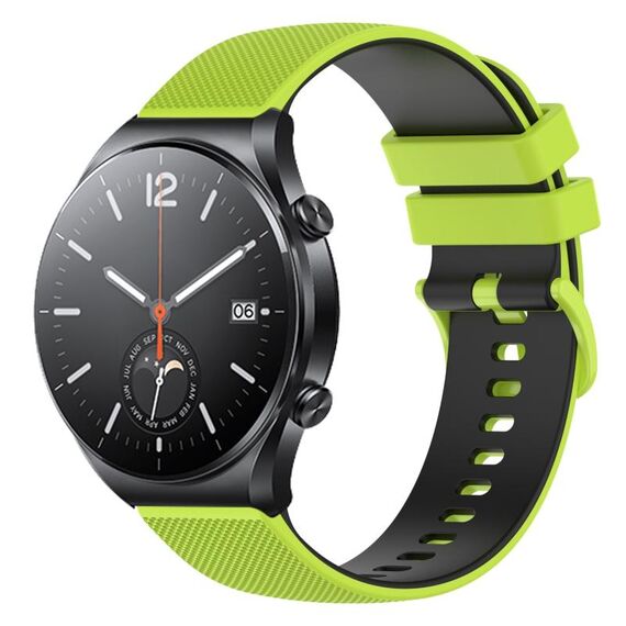 Per Xiaomi Watch S1 Cinturino per orologio in silicone bicolore a scacchi da 22 mm (verde lime + nero)