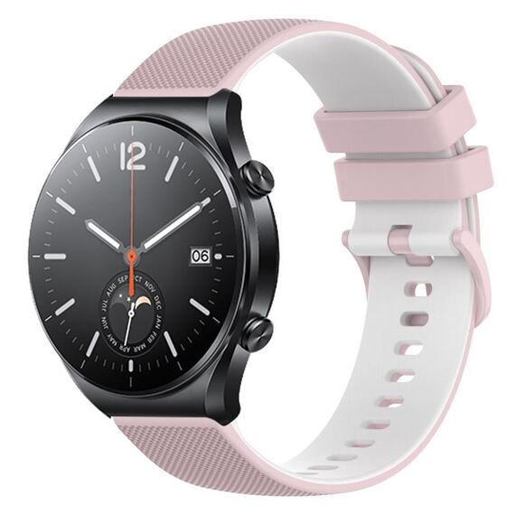 Per Xiaomi Watch S1 Cinturino per orologio in silicone bicolore a scacchi da 22 mm (rosa + bianco)