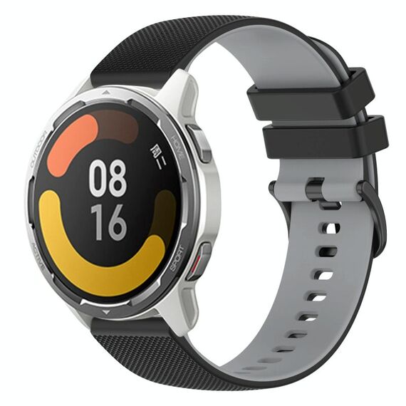 Per Xiaomi Watch Color 2 Cinturino in silicone bicolore a scacchi da 22 mm (nero + grigio)