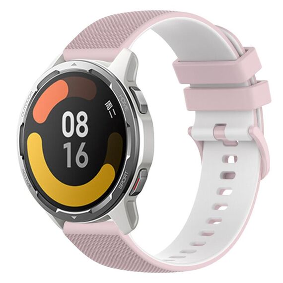 Per Xiaomi Watch Color 2 Cinturino in silicone bicolore a scacchi da 22 mm (rosa + bianco)