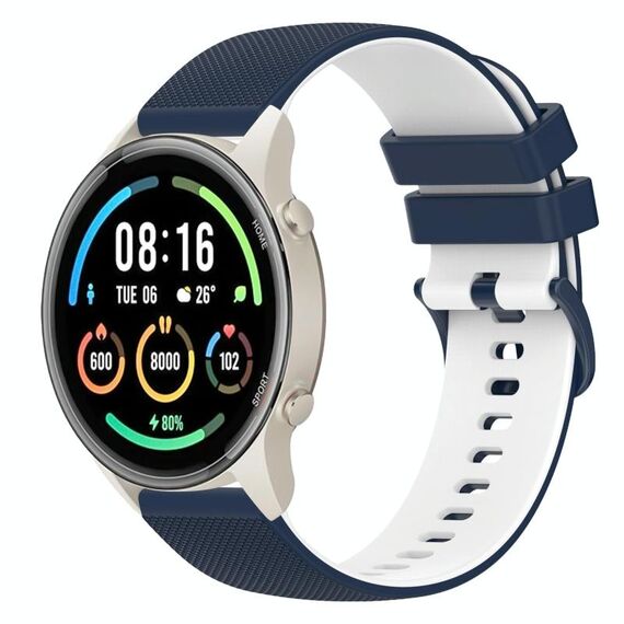 Per Xiaomi Watch Sport 22mm Cinturino in silicone bicolore a scacchi (blu scuro + bianco)