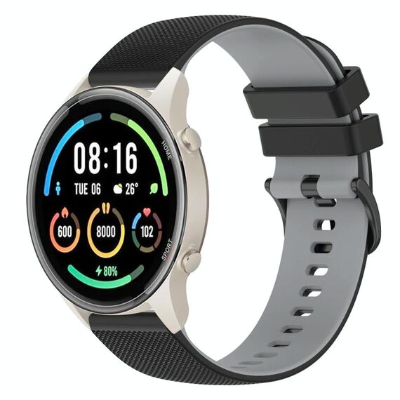 Per Xiaomi Watch Sport 22mm Cinturino in silicone bicolore a scacchi (nero + grigio)