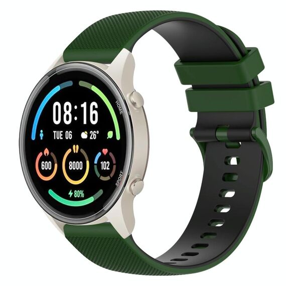 Per Xiaomi Watch Sport 22mm Cinturino in silicone bicolore a scacchi (verde Amy + nero)