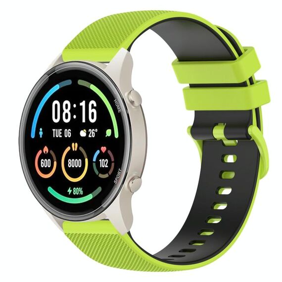 Per Xiaomi Watch Sport 22mm Cinturino in silicone bicolore a scacchi (verde lime + nero)