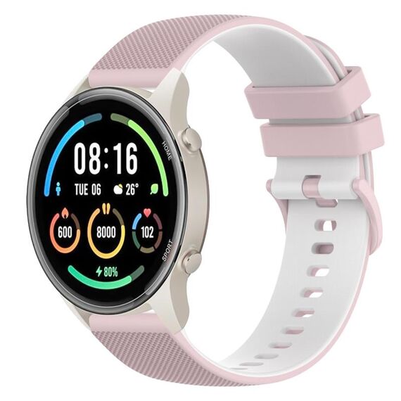 Per Xiaomi Watch Sport 22mm Cinturino in silicone bicolore a scacchi (rosa + bianco)