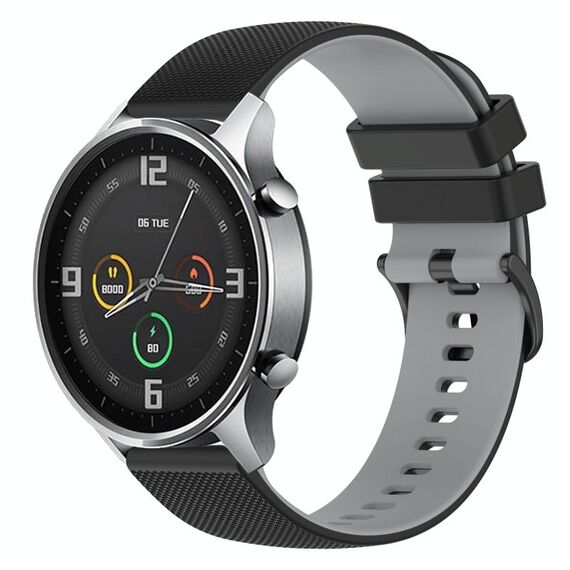 Per Xiaomi Watch Color 22mm Cinturino in silicone bicolore a scacchi (nero + grigio)