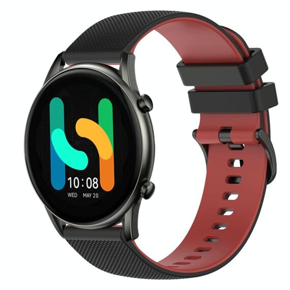 Per Xiaomi Haylou RT2 LS10 Cinturino in silicone bicolore a scacchi da 22 mm (nero + rosso)
