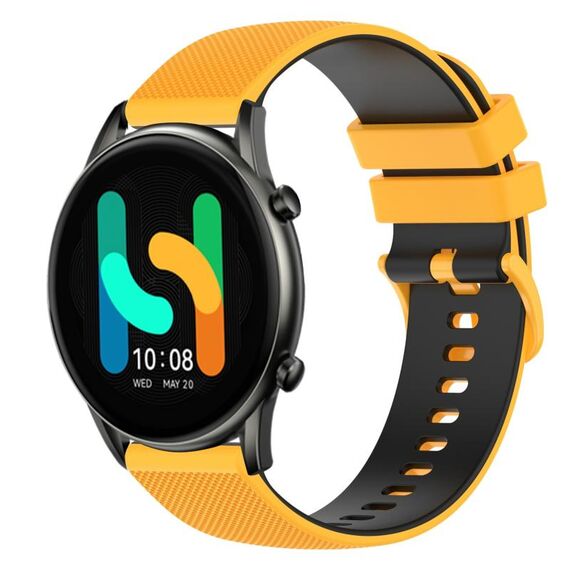Per Xiaomi Haylou RT2 LS10 Cinturino in silicone bicolore a scacchi da 22 mm (giallo + nero)