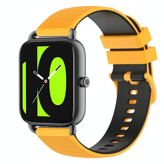 Per Xiaomi Haylou RS4 LS12 Cinturino in silicone bicolore a scacchi da 22 mm (giallo + nero)