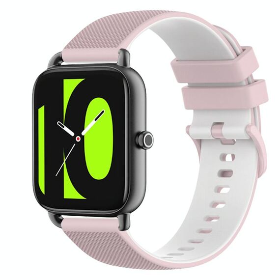 Per Xiaomi Haylou RS4 LS12 Cinturino in silicone bicolore a scacchi da 22 mm (rosa + bianco)