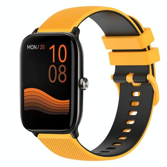 Per Xiaomi Haylou GST LS09B Cinturino per orologio in silicone bicolore a scacchi da 22 mm (giallo + nero)
