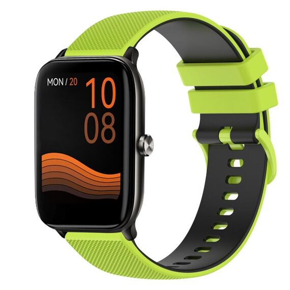 Per Xiaomi Haylou GST LS09B Cinturino per orologio in silicone bicolore a scacchi da 22 mm (verde lime + nero)