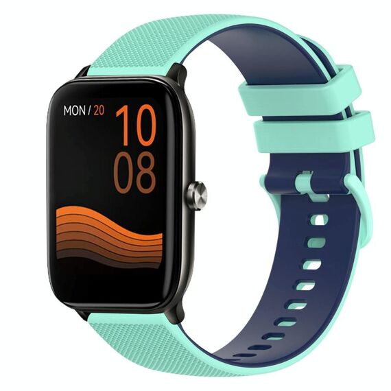 Per Xiaomi Haylou GST LS09B Cinturino per orologio in silicone bicolore a scacchi da 22 mm (verde acqua + blu)