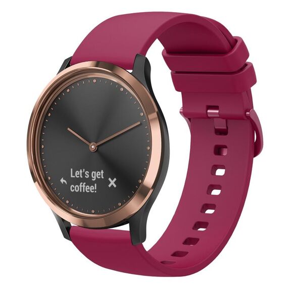 Per Garmin Vivomove HR Sport 20mm cinturino in silicone morbido a tinta unita (bordeaux)