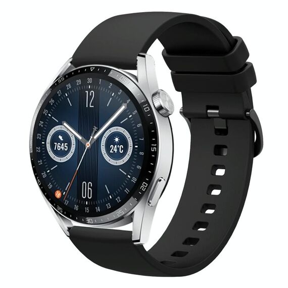 Per Huawei Watch GT3 42mm 20mm Cinturino in silicone morbido a tinta unita (nero)