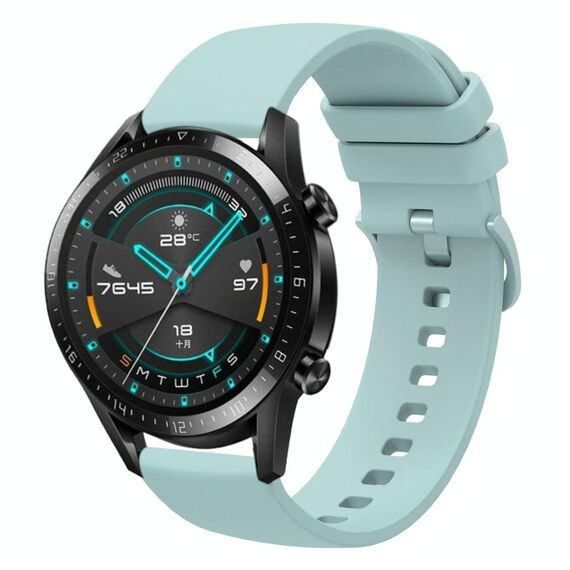 Per Huawei Watch GT2 42mm 20mm Cinturino in silicone morbido a tinta unita (verde zaffiro)
