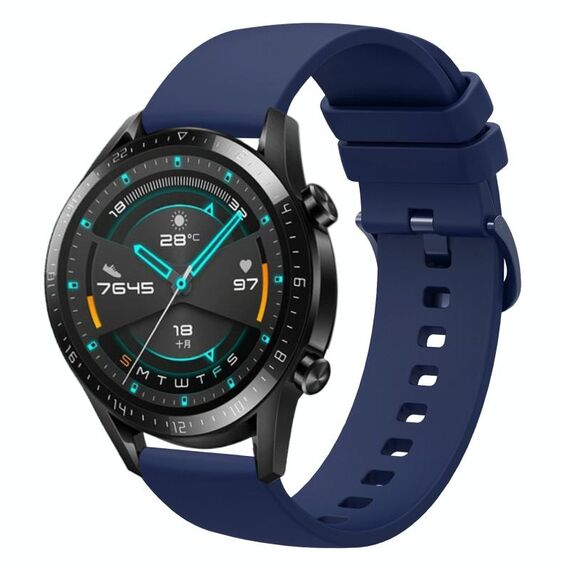 Per Huawei Watch GT2 42mm 20mm Cinturino in silicone morbido a tinta unita (blu navy)