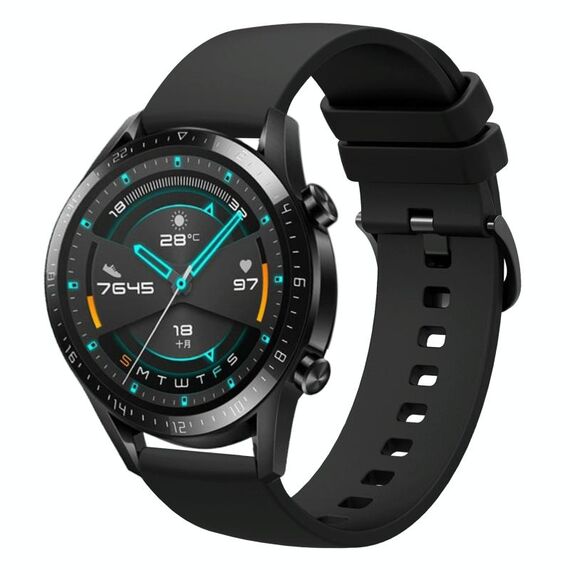 Per Huawei Watch GT2 42mm 20mm Cinturino in silicone morbido a tinta unita (nero)