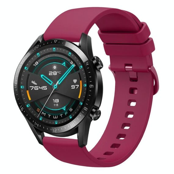 Per Huawei Watch GT2 42mm 20mm Cinturino in silicone morbido a tinta unita (rosso vino)
