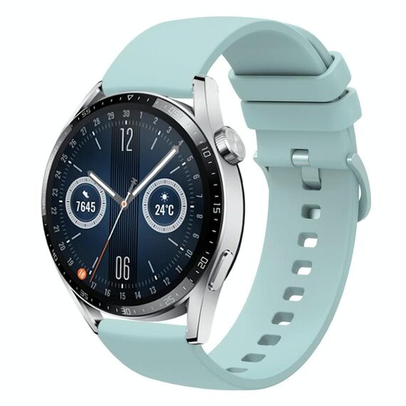 Per Huawei Watch GT3 46mm 22mm Cinturino in silicone morbido a tinta unita (verde zaffiro)