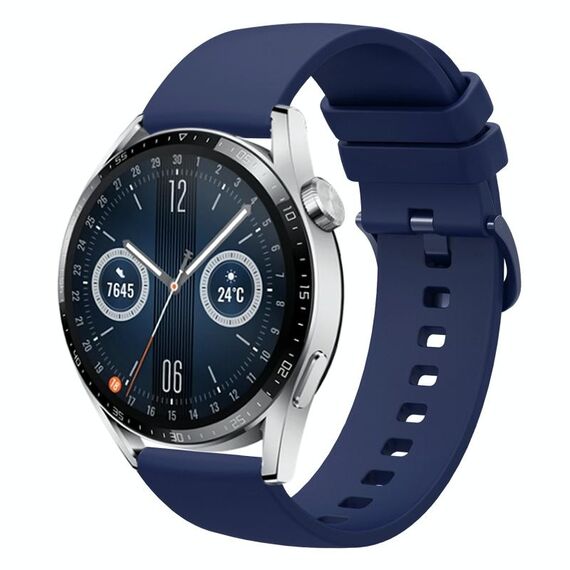 Per Huawei Watch GT3 46mm 22mm Cinturino in silicone morbido a tinta unita (blu navy)