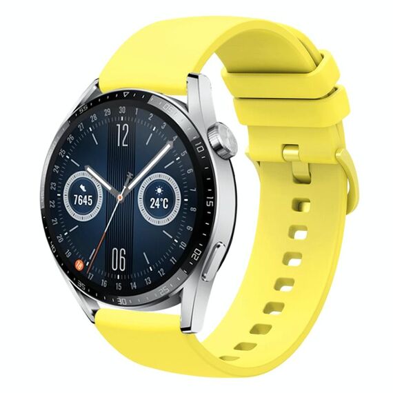 Per Huawei Watch GT3 46mm 22mm Cinturino in silicone morbido a tinta unita (giallo)