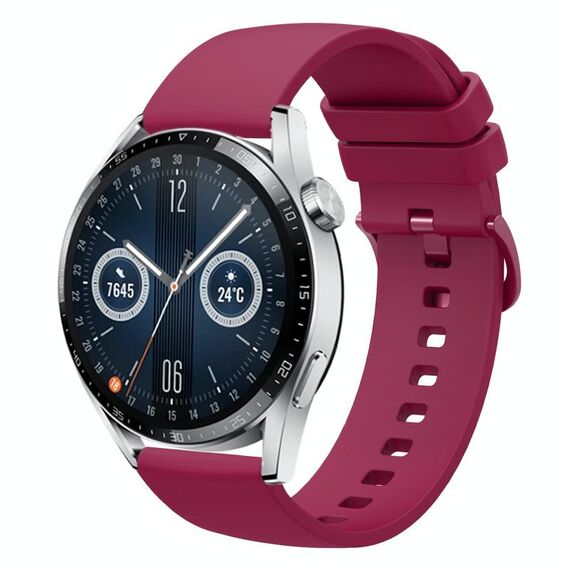 Per Huawei Watch GT3 46mm 22mm Cinturino in silicone morbido a tinta unita (rosso vino)