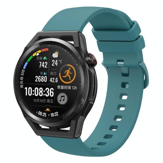 Per Huawei Watch GT Runner 22mm Cinturino in silicone morbido a tinta unita (verde pino)
