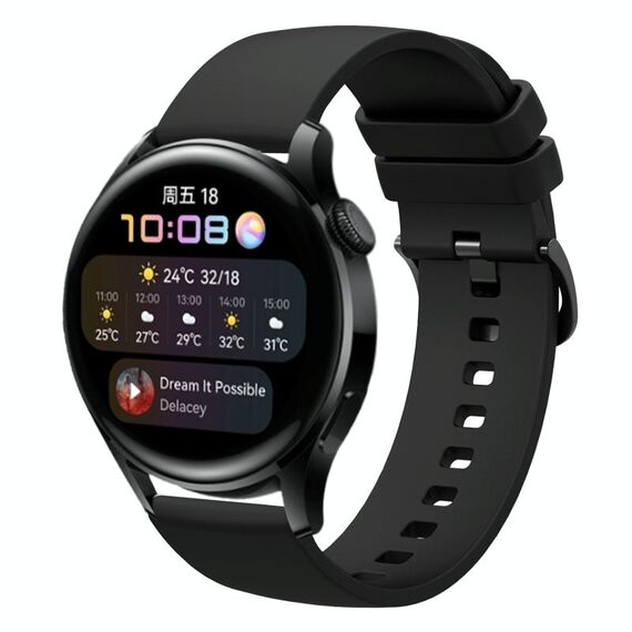 Per Huawei Watch 3 Cinturino per orologio in silicone morbido a tinta unita da 22 mm (nero)