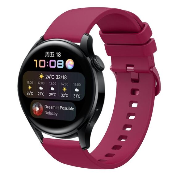 Per Huawei Watch 3 Cinturino per orologio in silicone morbido a tinta unita da 22 mm (rosso vino)