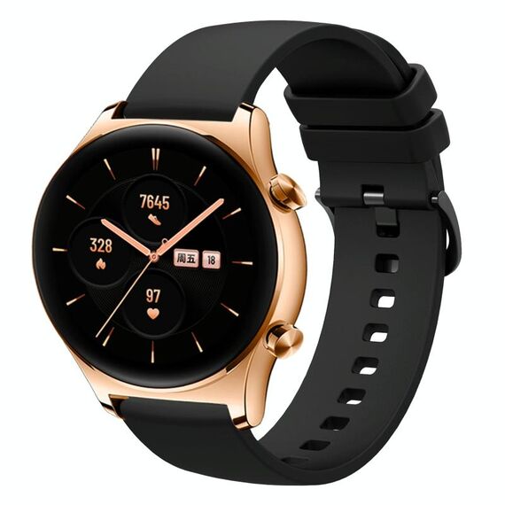 For Honor Watch GS 3 22mm Cinturino in silicone morbido a tinta unita (nero)