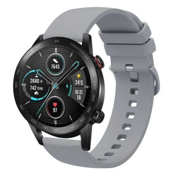 For Honor Magic Watch 2 46mm 22mm Solid Color Soft Silicone Watch Band(Grey)