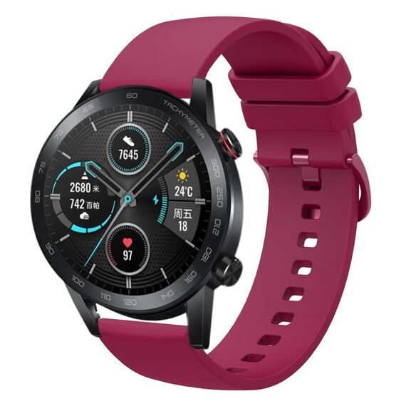 For Honor Magic Watch 2 46mm 22mm Cinturino in silicone morbido a tinta unita (rosso vino)