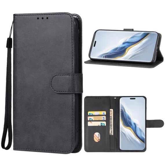 Custodia in pelle per telefono Honor Magic6 Pro (nera)