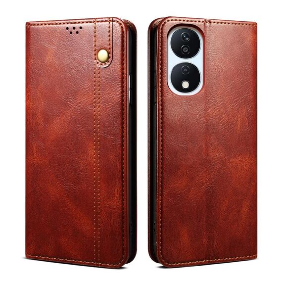 Custodia per telefono in pelle con texture Crazy Horse per cera d'olio per Honor Play 8T 5G / X7b (marrone)