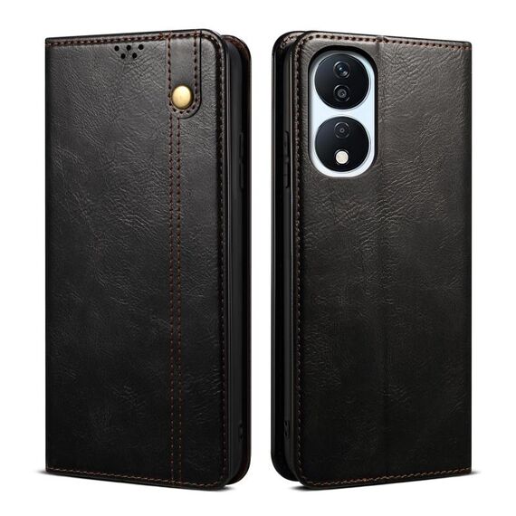 Custodia per telefono in pelle con texture Crazy Horse per cera d'olio per Honor Play 8T 5G / X7b (nera)