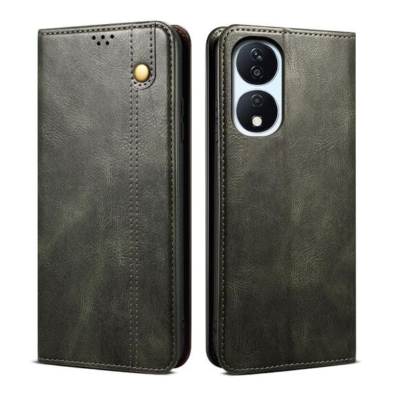 Custodia per telefono in pelle con texture Crazy Horse per cera d'olio per Honor Play 8T 5G / X7b (verde)