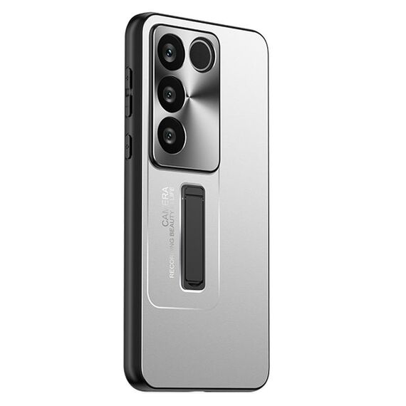 Custodia per telefono con supporto in TPU ibrido in metallo satinato per vivo S16 Pro (argento)