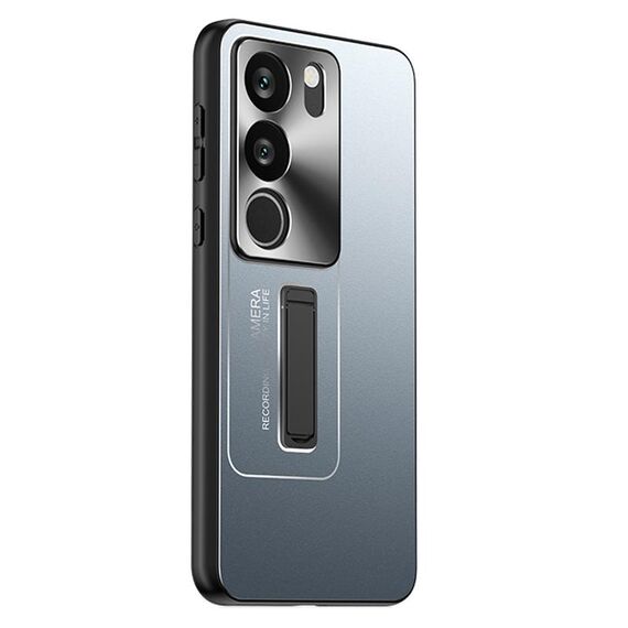 Custodia per telefono con supporto in TPU ibrido in metallo satinato per vivo S17 (blu)