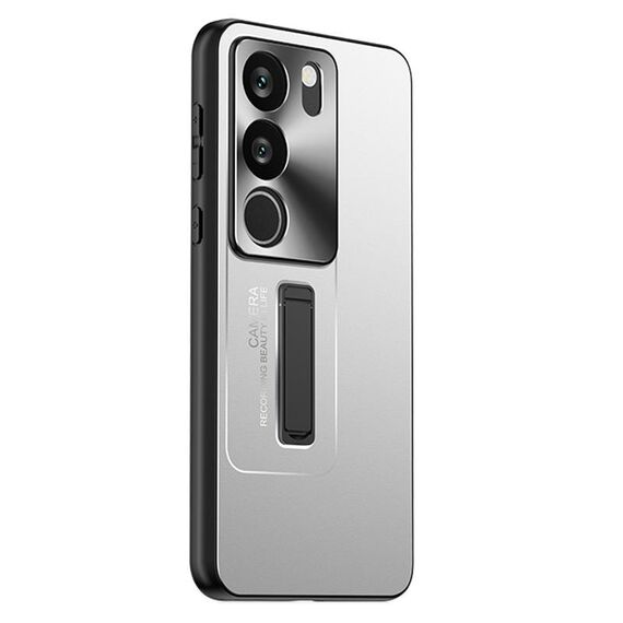 Custodia per telefono con supporto in TPU ibrido in metallo satinato per vivo S17 (argento)