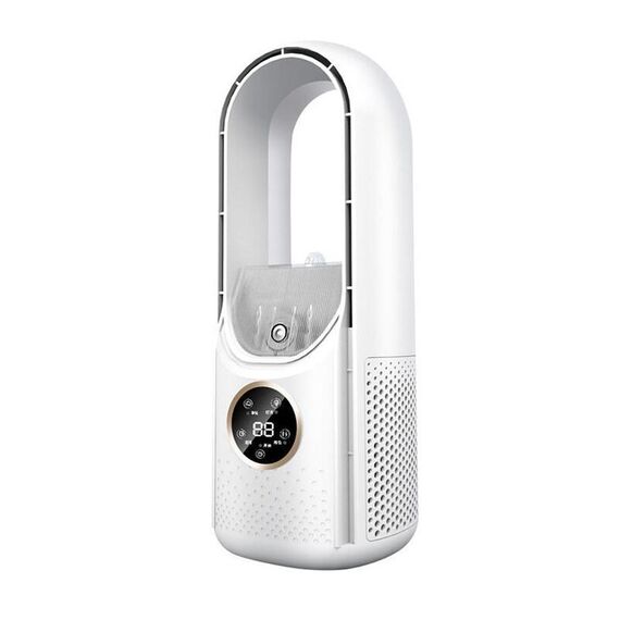 Ventilatore elettrico per umidificazione senza pale da scrivania a sei marce regolabile con funzione di temporizzazione della luce a LED(Bianco)