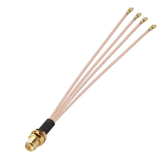 Ponticello cavo prolunga antenna WIFI da 1 in 4 IPX a RPSMAK RG178 (20 cm)