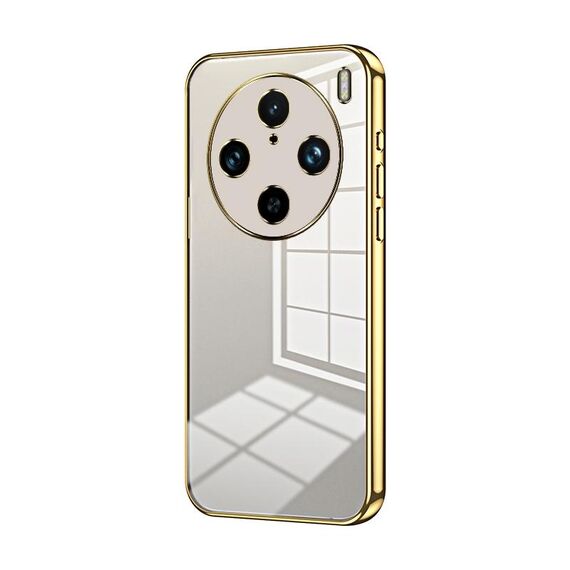 Per vivo X100 Pro Custodia per telefono con foro sottile con placcatura trasparente (oro)
