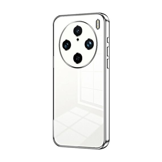 Per vivo X100 Pro Custodia per telefono con foro sottile con placcatura trasparente (Argento)